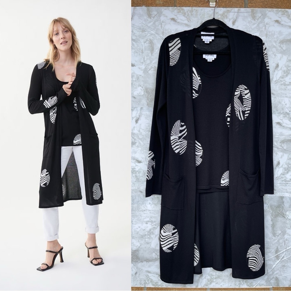 Joseph Ribkoff S/P 2pc Black Zebra Print Top & Duster Cardigan Set